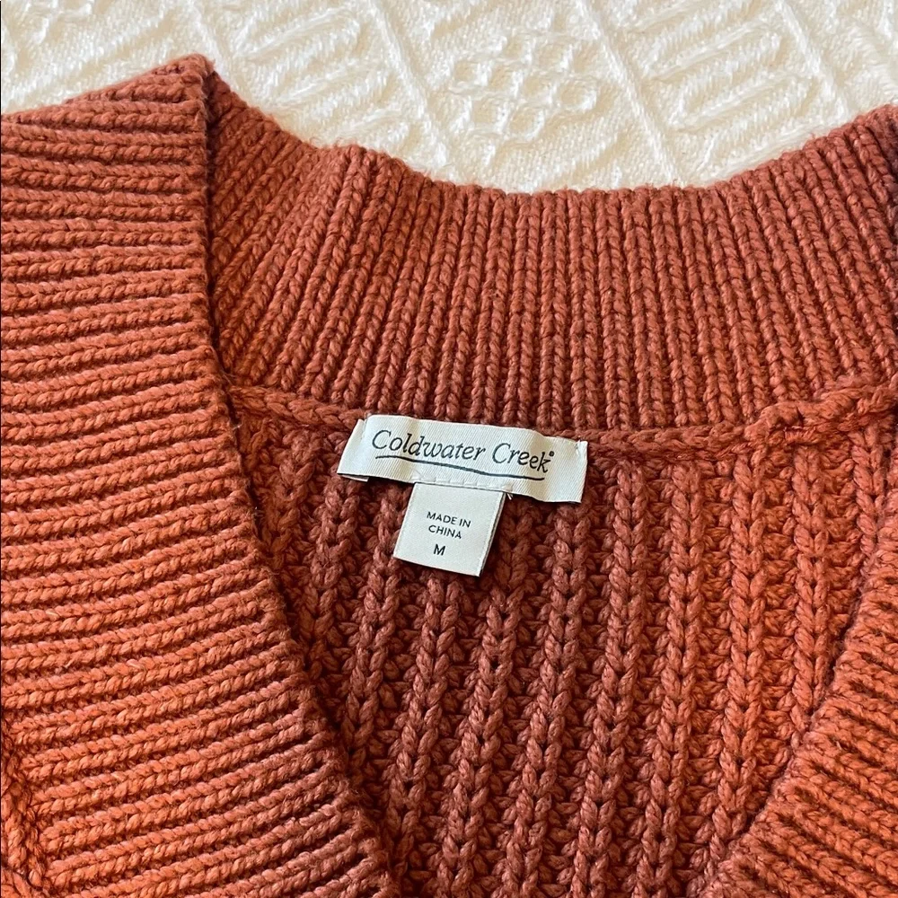 Coldwater creek V-Neck Sweater Vest - Rust medium knit cable cotton